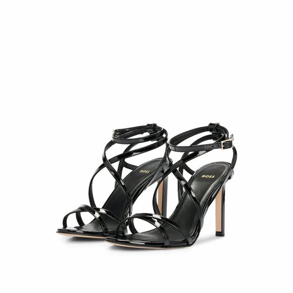 Hugo Boss Patent Leather High-heeled sandals 7 black NIB - Picture 2 of 15